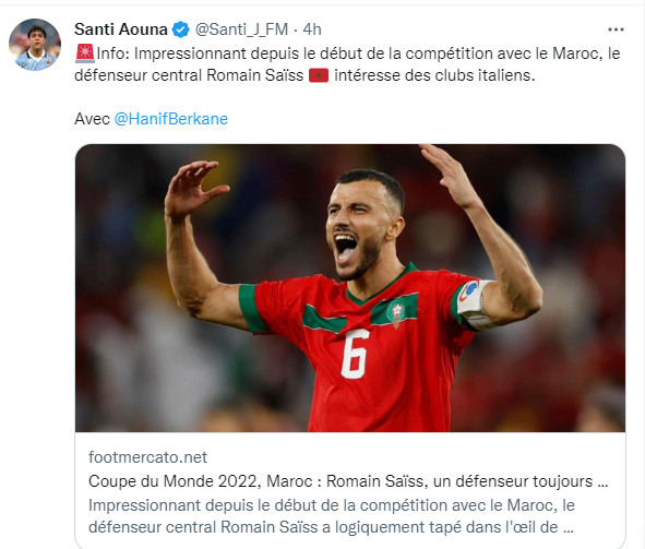 Mondial 2022 / Lu sur Twitter ‘’Un retour de rock stars pour nos Lions ! Ils devraient être reçus au Palais Royal !’’ Mondial 2022 / Lu sur Twitter ‘’Un retour de rock stars pour nos Lions ! Ils devraient être reçus au Palais Royal !’’