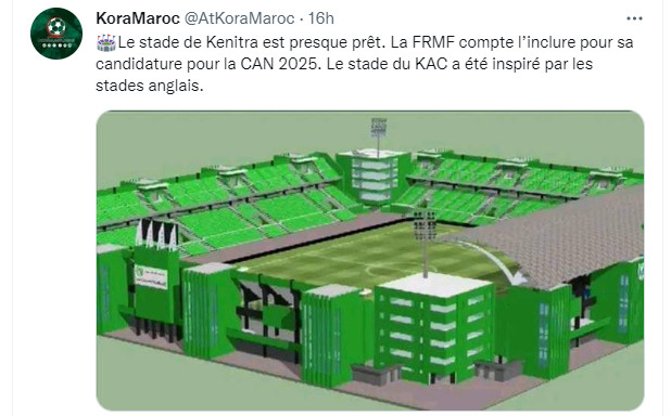 Lu sur Twitter : ‘’Le stade de Kenitra est presque prêt’’ Lu sur Twitter : ‘’Le stade de Kenitra est presque prêt’’