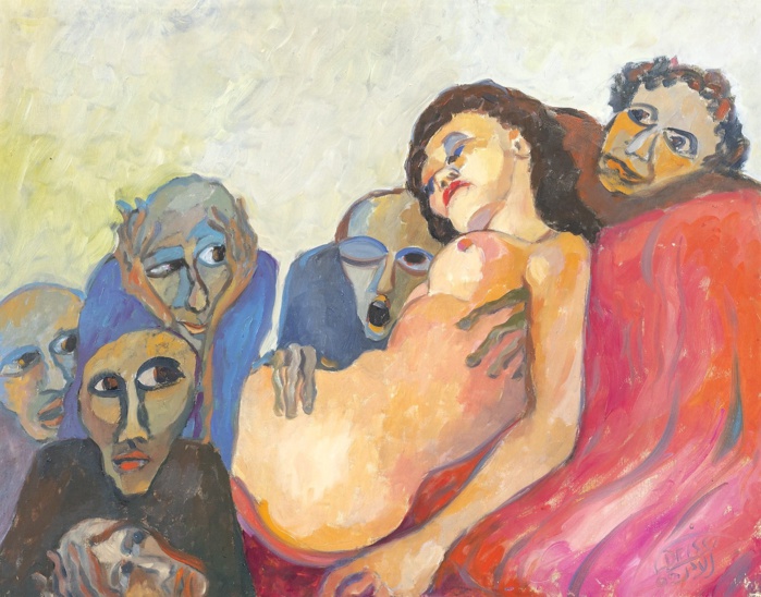 Mohamed Drissi. Sans titre, huile sur toile, 80 x 100 cm.