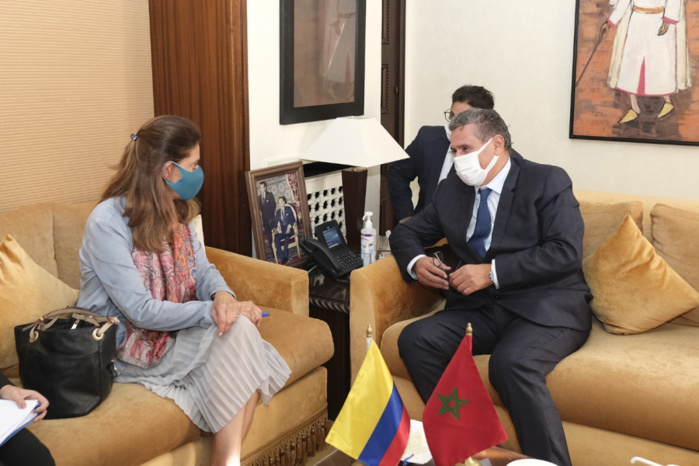 Le Chef du gouvernement, Aziz AKhannouch, et l'ex ministre colombienne des Affaires étrangères,  Marta Lucía Ramírez