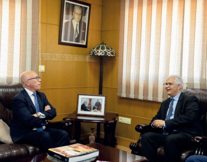 Nizar Baraka, SG du Parti de l’Istiqlal, et le président des « Républicains », Éric Ciotti. Ph. NIDAL