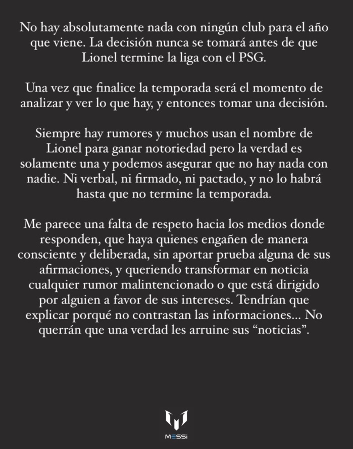 Transfert de Messi: Il n'y a absolument rien d'acté Transfert de Messi: Il n'y a absolument rien d'acté