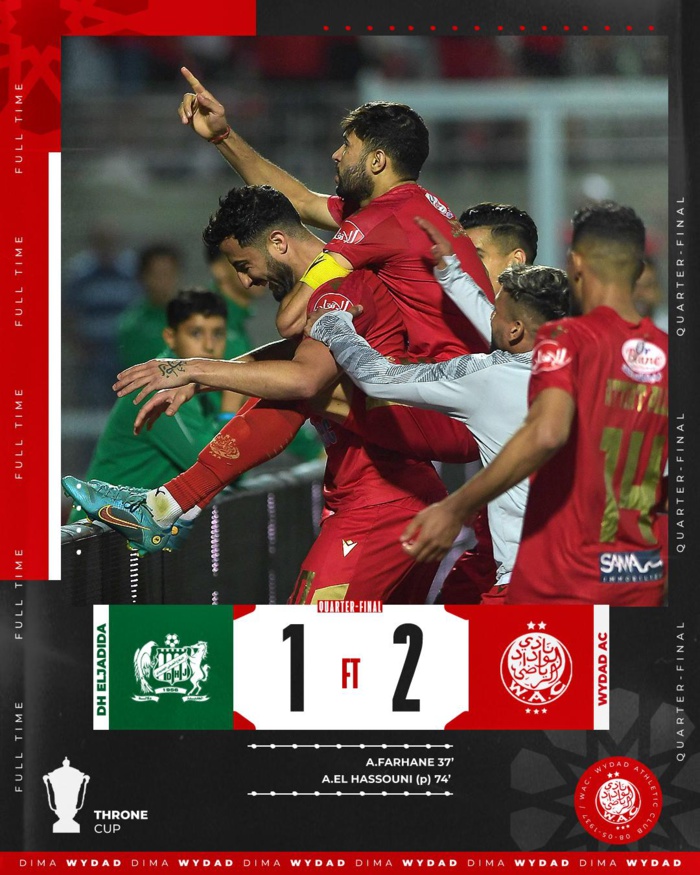 Coupe du Trône / DHJ-WAC (1-2) : Le choc Wydad-Raja en demi-finale Coupe du Trône / DHJ-WAC (1-2) : Le choc Wydad-Raja en demi-finale