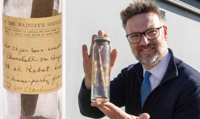 Le bout d’un cigare fumé par Churchill en 1944 à Rabat sera vendu aux enchères Le bout d’un cigare fumé par Churchill en 1944 à Rabat sera vendu aux enchères