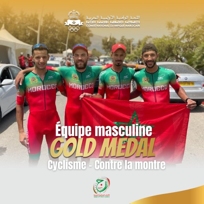 Jeux sportifs arabes / Cyclisme: L'équipe marocaine remporte le métal précieux du contre-la-montre par équipes Jeux sportifs arabes / Cyclisme: L'équipe marocaine remporte le métal précieux du contre-la-montre par équipes