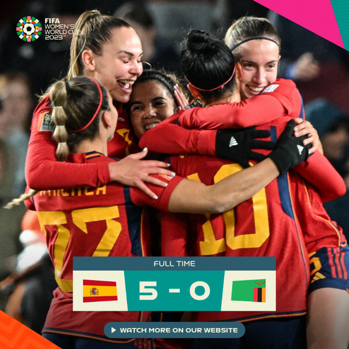 Mondial féminin 2023 : L’Espagne s’est baladée face à la Zambie Mondial féminin 2023 : L’Espagne s’est baladée face à la Zambie