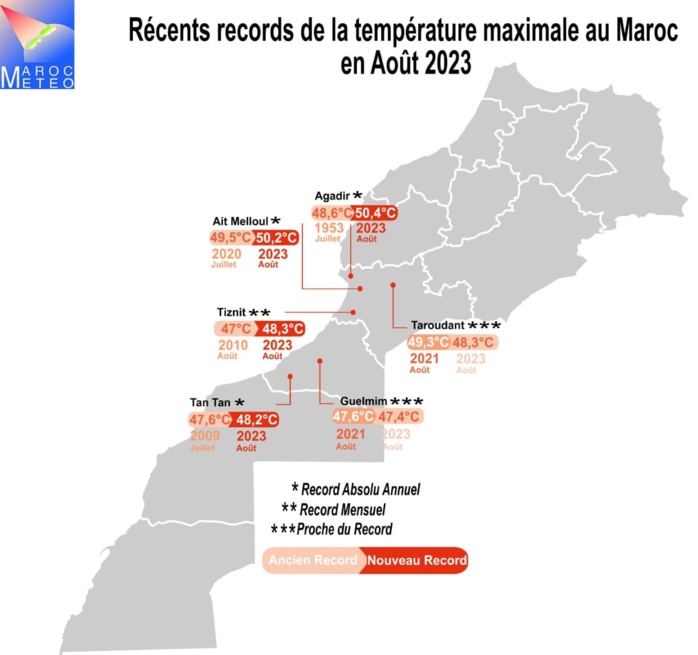 Une première dans l'histoire du Maroc..la température dépasse les 50 °C Une première dans l'histoire du Maroc..la température dépasse les 50 °C
