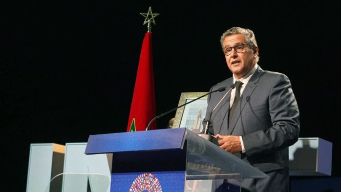 Le Chef du gouvernement, Aziz Akhannouch, prononçant le discours d’ouverture. Le Chef du gouvernement, Aziz Akhannouch, prononçant le discours d’ouverture.