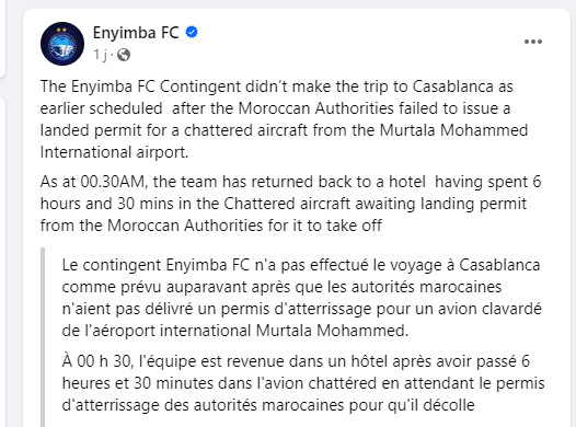 African Football League / Wydad - Enyimba:  Démenti explicatif de la FRMF