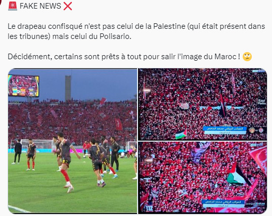 Wydad – Espérance :   Le drapeau palestinien flottait bel et bien  !