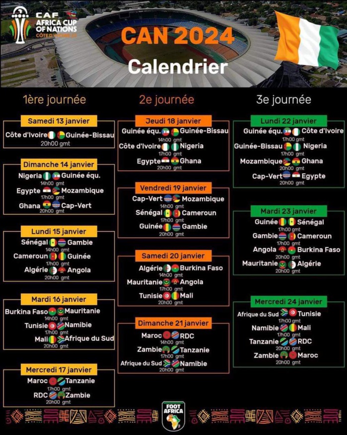 CAN 2023:  Programme des Lions de l’Atlas CAN 2023:  Programme des Lions de l’Atlas