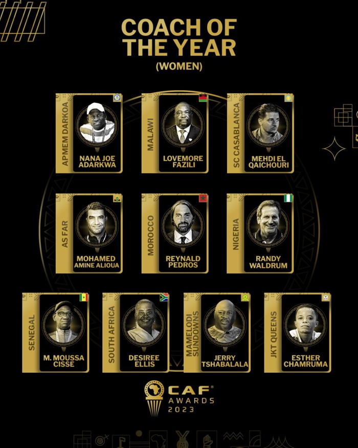 CAF Awards 2023 / Entraîneur(e) de l’Année (Femmes): Le Maroc représenté par 3 techniciens CAF Awards 2023 / Entraîneur(e) de l’Année (Femmes): Le Maroc représenté par 3 techniciens