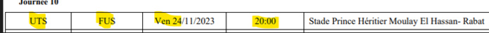 Botola Pro D/ Reprise ce vendredi: UTS-FUS en ouverture de la 10e journée Botola Pro D/ Reprise ce vendredi: UTS-FUS en ouverture de la 10e journée