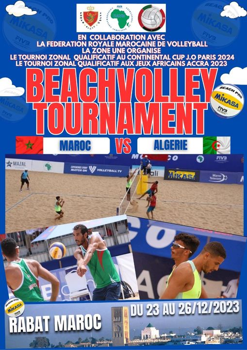 Beach volley (H) / Tournoi zonal 01 de la CAVB :  Le Maroc,  vainqueur de l'Algérie, se qualifie pour les XIII Jeux Africains