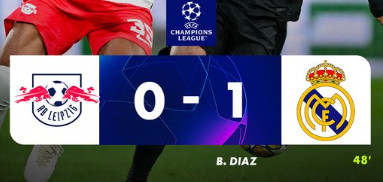8es-Ligue des Champions / RB Leipzig-Real:  Diaz offre joliment la victoire aux Mérengué !