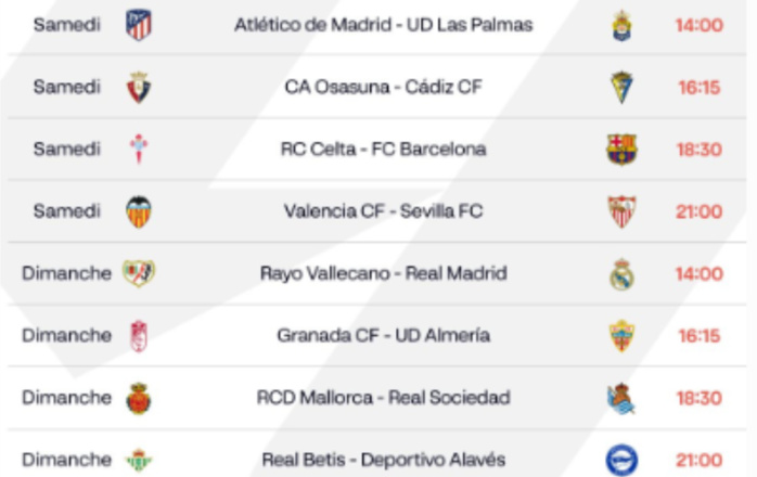 Liga / J25:  Quatre oppositions ce samedi