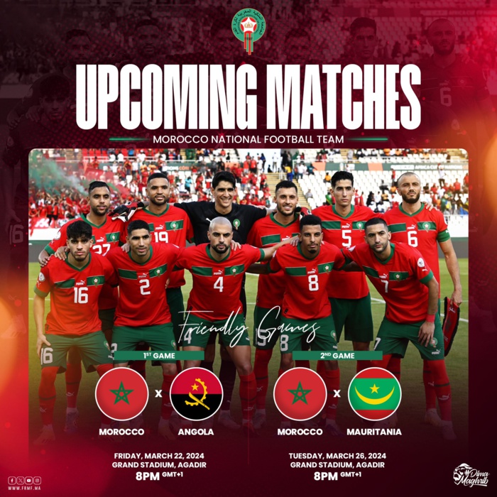 FRMF/Équipe nationale A: Deux amicaux en mars prochain FRMF/Équipe nationale A: Deux amicaux en mars prochain