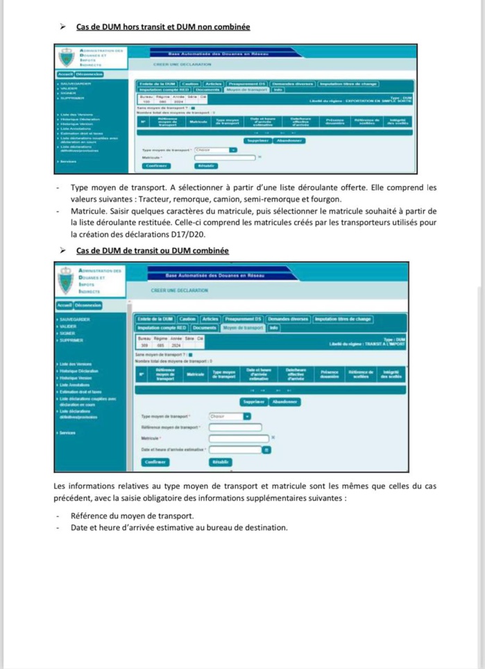 Douane: La déclaration des données d'identification du moyen de transport est désormais obligatoire  Douane: La déclaration des données d'identification du moyen de transport est désormais obligatoire