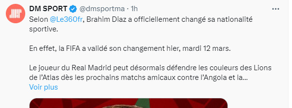 Brahim Diaz: La FIFA valide son changement de nationalité sportive Brahim Diaz: La FIFA valide son changement de nationalité sportive