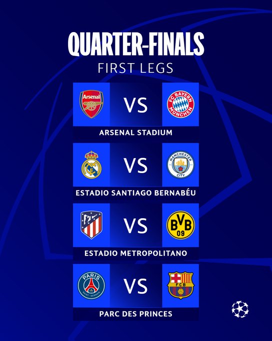 Ligue des Champions UEFA: Mardi et Mercredi, des quarts de finale à ne pas rater ! Ligue des Champions UEFA: Mardi et Mercredi, des quarts de finale à ne pas rater !