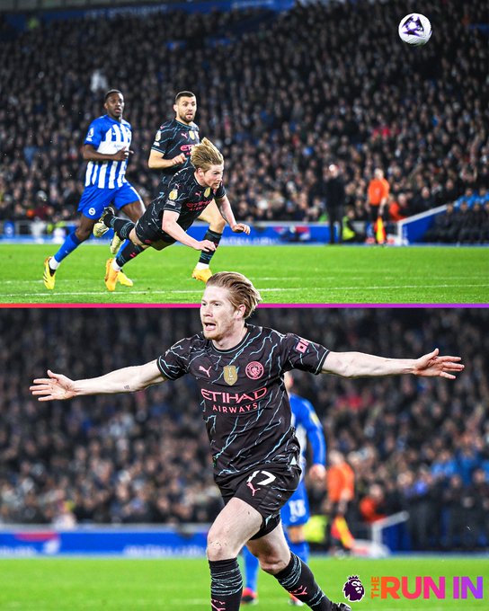 De Bruyne a marqué, pour la première fois en Premier League , de la tête. Un but d'anthologie superbement exécuté ! De Bruyne a marqué, pour la première fois en Premier League , de la tête. Un but d'anthologie superbement exécuté !