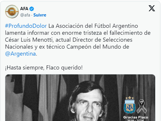 Décès / l’Argentine en deuil : Menotti n’est plus de ce monde ! Décès / l’Argentine en deuil : Menotti n’est plus de ce monde !