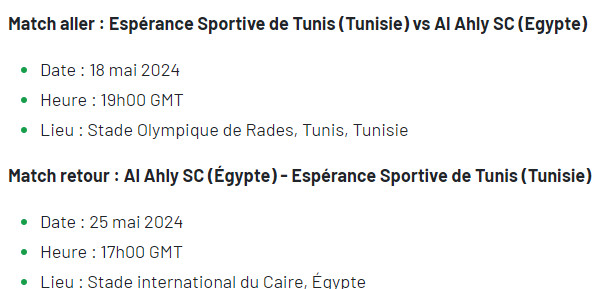 Finales de la LDC et de la CCAF:  La Confédération officialise la programmation Finales de la LDC et de la CCAF:  La Confédération officialise la programmation