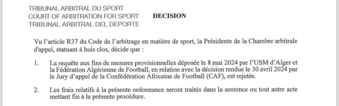  Urgent / Finale RSB-Zamalek :  Le TAS rejette la requête suspensive algérienne 