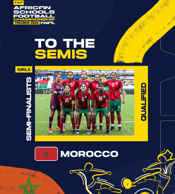 CAF/ 2e Championnat continental de foot scolaire: Demi-finale féminine Maroc-Ouganda cet après midi CAF/ 2e Championnat continental de foot scolaire: Demi-finale féminine Maroc-Ouganda cet après midi
