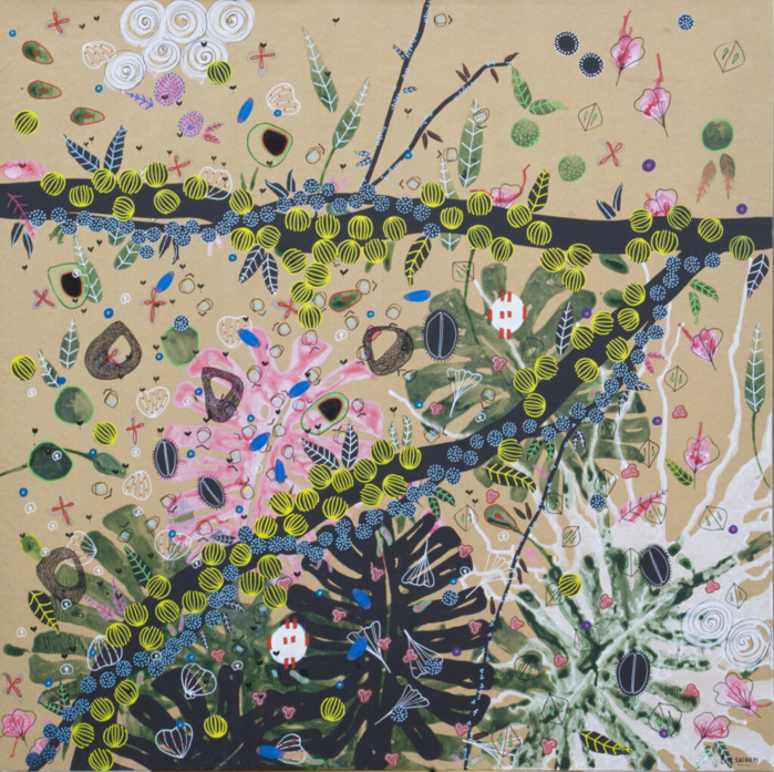 Sans titre, technique mixte sur toile, 100 x 100 cm.