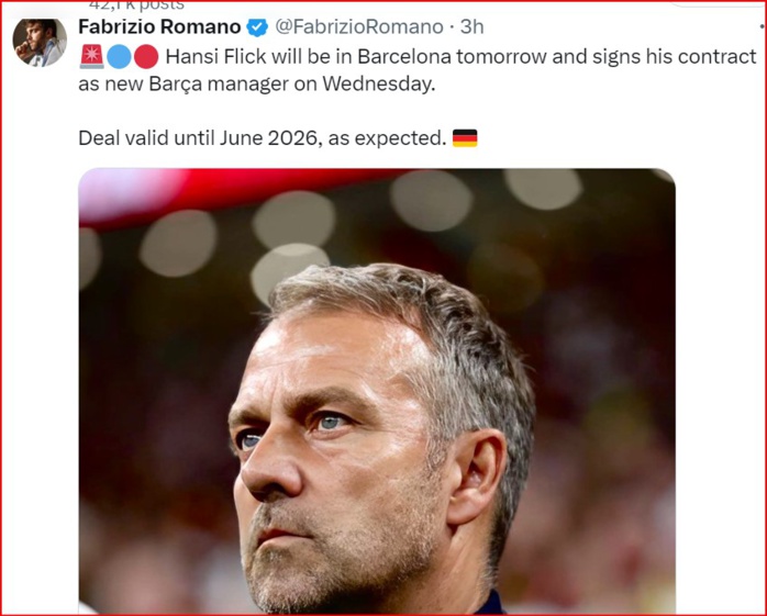 Barça - Hansi Flick: Le contrat signé ce mardi Barça - Hansi Flick: Le contrat signé ce mardi