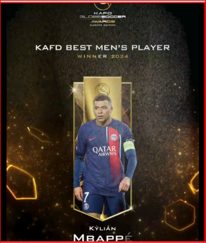 Globe Soccer Awards 2024-Europe : Mbappé joueur de l'année! Globe Soccer Awards 2024-Europe : Mbappé joueur de l'année!