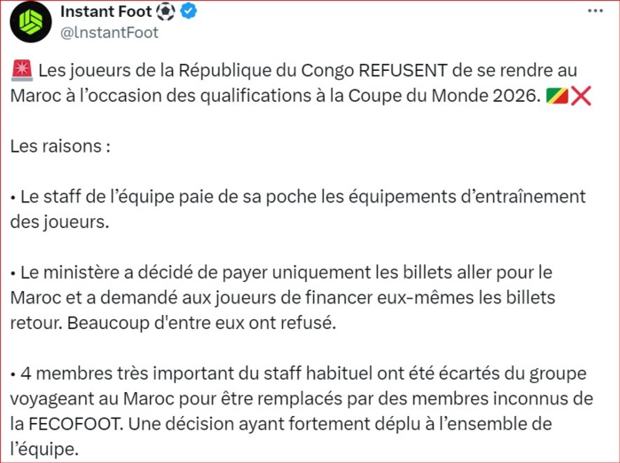 Qualifs. CDM 2026 / Urgent: Possible annulation du match Congo Brazzaville - Maroc de ce mardi !? Qualifs. CDM 2026 / Urgent: Possible annulation du match Congo Brazzaville - Maroc de ce mardi !?