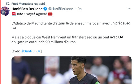 Transfert : Naïf Aguerd courtisé par l'Atlético ? Transfert : Naïf Aguerd courtisé par l'Atlético ?