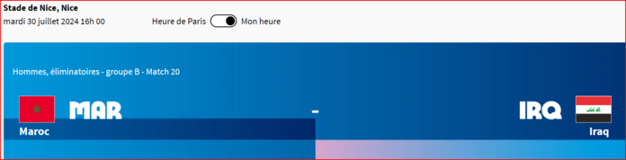 Foot olympique / Aujourdh'hui Maroc-Irak, une finale pour la qualification :Onze probable, maillots ,horaire , chaines et arbitrage ? Foot olympique / Aujourdh'hui Maroc-Irak, une finale pour la qualification :Onze probable, maillots ,horaire , chaines et arbitrage ?