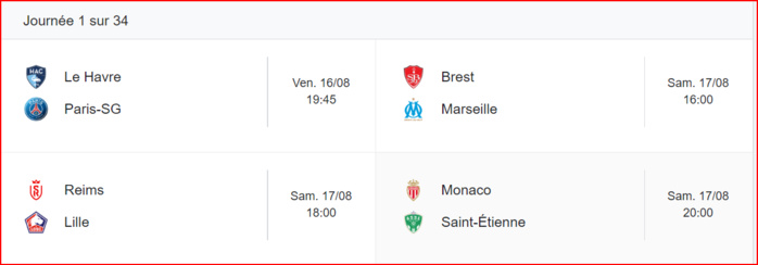Foot français : Début de Ligue 1 ‘’24-25’’ vendredi prochain Foot français : Début de Ligue 1 ‘’24-25’’ vendredi prochain
