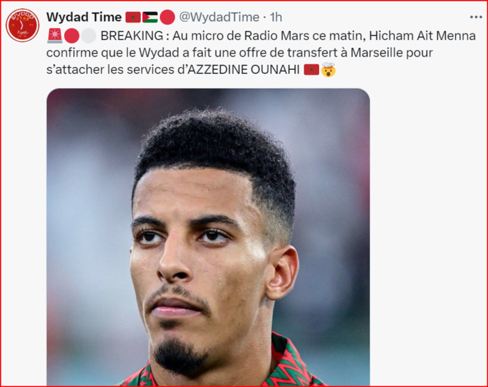 Transfert: Le Wydad veut enrôler Ounahi ! Transfert: Le Wydad veut enrôler Ounahi !