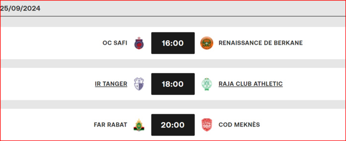 Botola D1: Mise à jour de la J2 Botola D1: Mise à jour de la J2