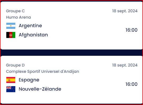 CDM Futsal 24: Programme du jour CDM Futsal 24: Programme du jour