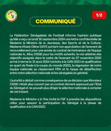 Lions de la Téranga : Aliou Cissé débarqué d’urgence du navire ! Lions de la Téranga : Aliou Cissé débarqué d’urgence du navire !