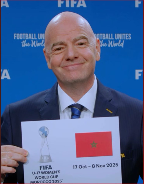 CDM Féminine U17 2025 : La FIFA officialise l’organisation de la compétition au Maroc (Vidéo de la déclaration de M.Infantino) ) CDM Féminine U17 2025 : La FIFA officialise l’organisation de la compétition au Maroc (Vidéo de la déclaration de M.Infantino) )