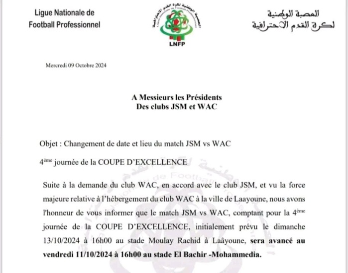 Coupe d’Excellence. J4: JSM-WAC au Stade El Bachir… à huis clos cet après-midi ! Coupe d’Excellence. J4: JSM-WAC au Stade El Bachir… à huis clos cet après-midi !