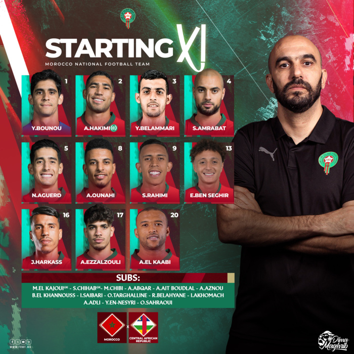 Maroc-Centrafrique: Harkas et  Belammari titulaires ! Maroc-Centrafrique: Harkas et  Belammari titulaires !