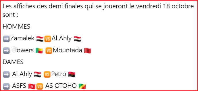 HB. Championnat d’Afrique des Clubs. Laâyoune 24 / Carré final: Zamalek –Ahly et Derb Sultan- Flowers HB. Championnat d’Afrique des Clubs. Laâyoune 24 / Carré final: Zamalek –Ahly et Derb Sultan- Flowers