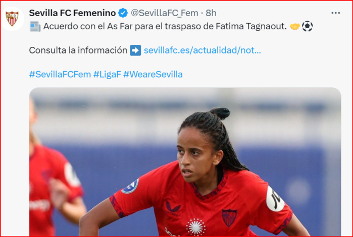 Foot féminin: Fatima Tagnaout de retour au pays ! Foot féminin: Fatima Tagnaout de retour au pays !