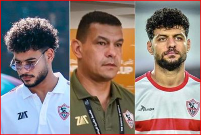 Le trio de Zamalek Mostafa Shalaby, Nabil Emad et le directeur du football Abdel-Wahed El Sayed. Le trio de Zamalek Mostafa Shalaby, Nabil Emad et le directeur du football Abdel-Wahed El Sayed.