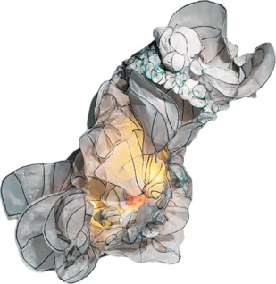 Flo Arnold, « Aile d’Elle », papier de mûrier sur armature en laiton gainé Led, 140 x 90 cm, 2024. Flo Arnold, « Aile d’Elle », papier de mûrier sur armature en laiton gainé Led, 140 x 90 cm, 2024.