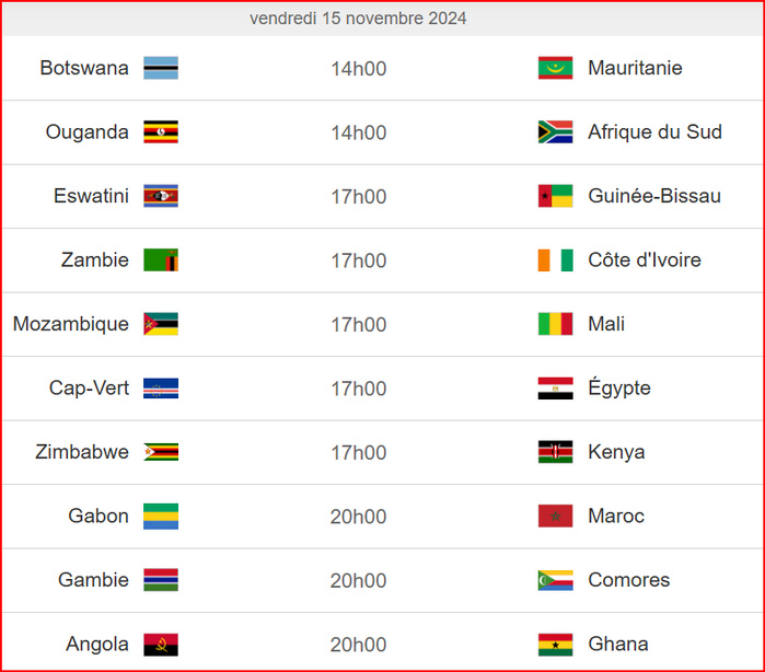 Qualifs. CAN Maroc 25 / J5 : 24 matchs au programme dont Gabon-Maroc  Qualifs. CAN Maroc 25 / J5 : 24 matchs au programme dont Gabon-Maroc