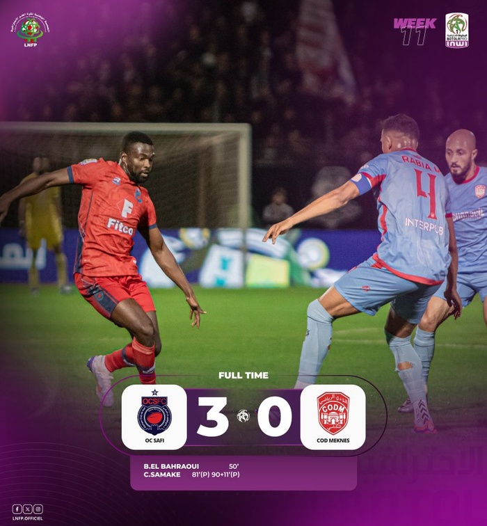 Botola D1. J11: Face au CODM, l'OCS sans pitié ( vidéo) ! Botola D1. J11: Face au CODM, l'OCS sans pitié ( vidéo) !