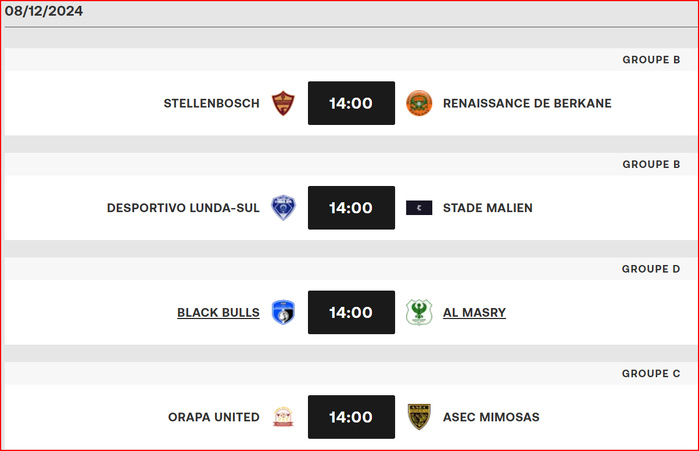CCAF. J2 / Dimanche prochain, Stellenbosch FC-RSB : Horaire ? CCAF. J2 / Dimanche prochain, Stellenbosch FC-RSB : Horaire ?
